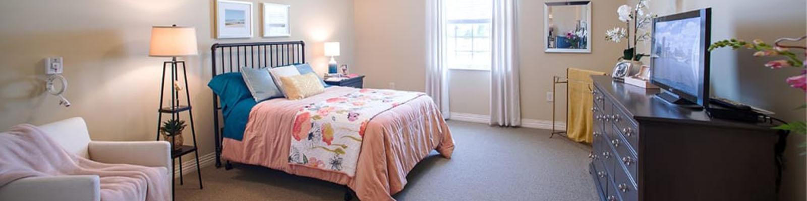 A view of a senior living resident bedroom